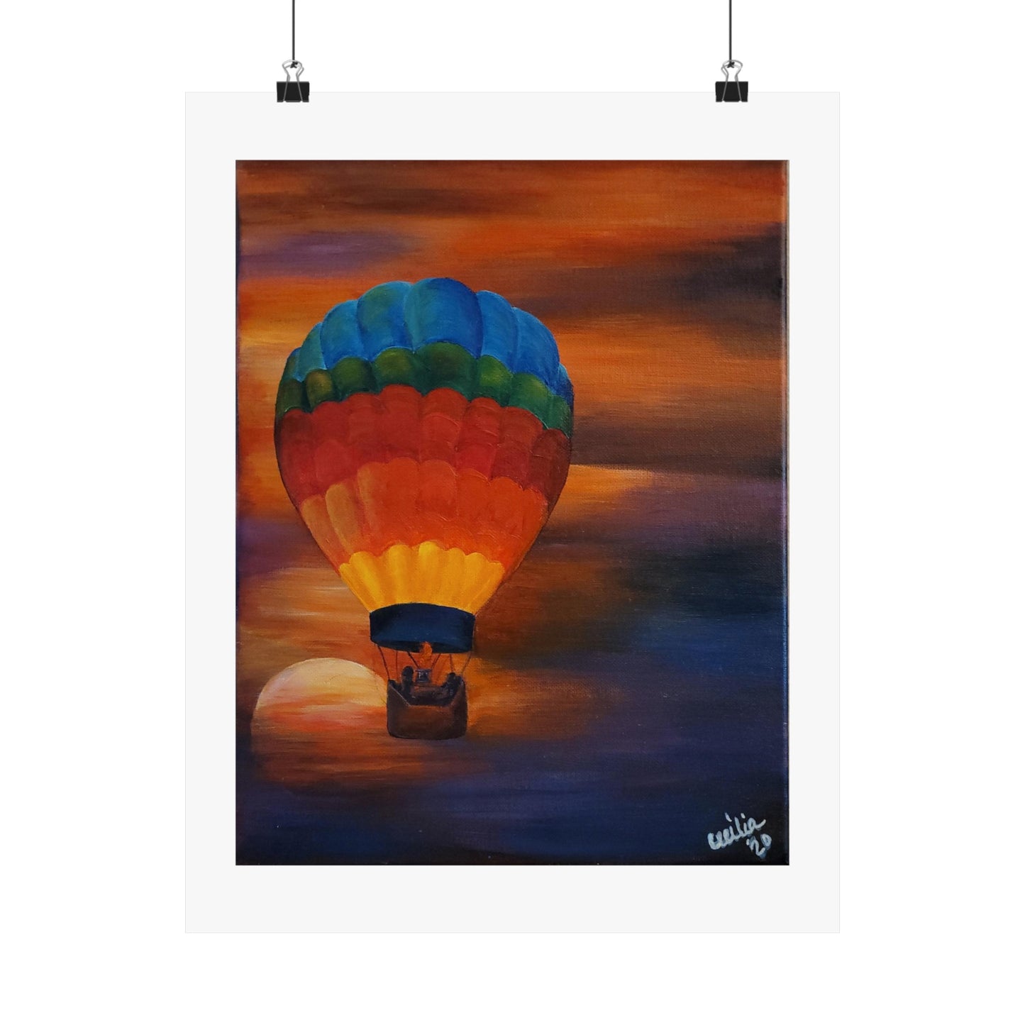 Hot Air Balloon at Sunset, Matte Print