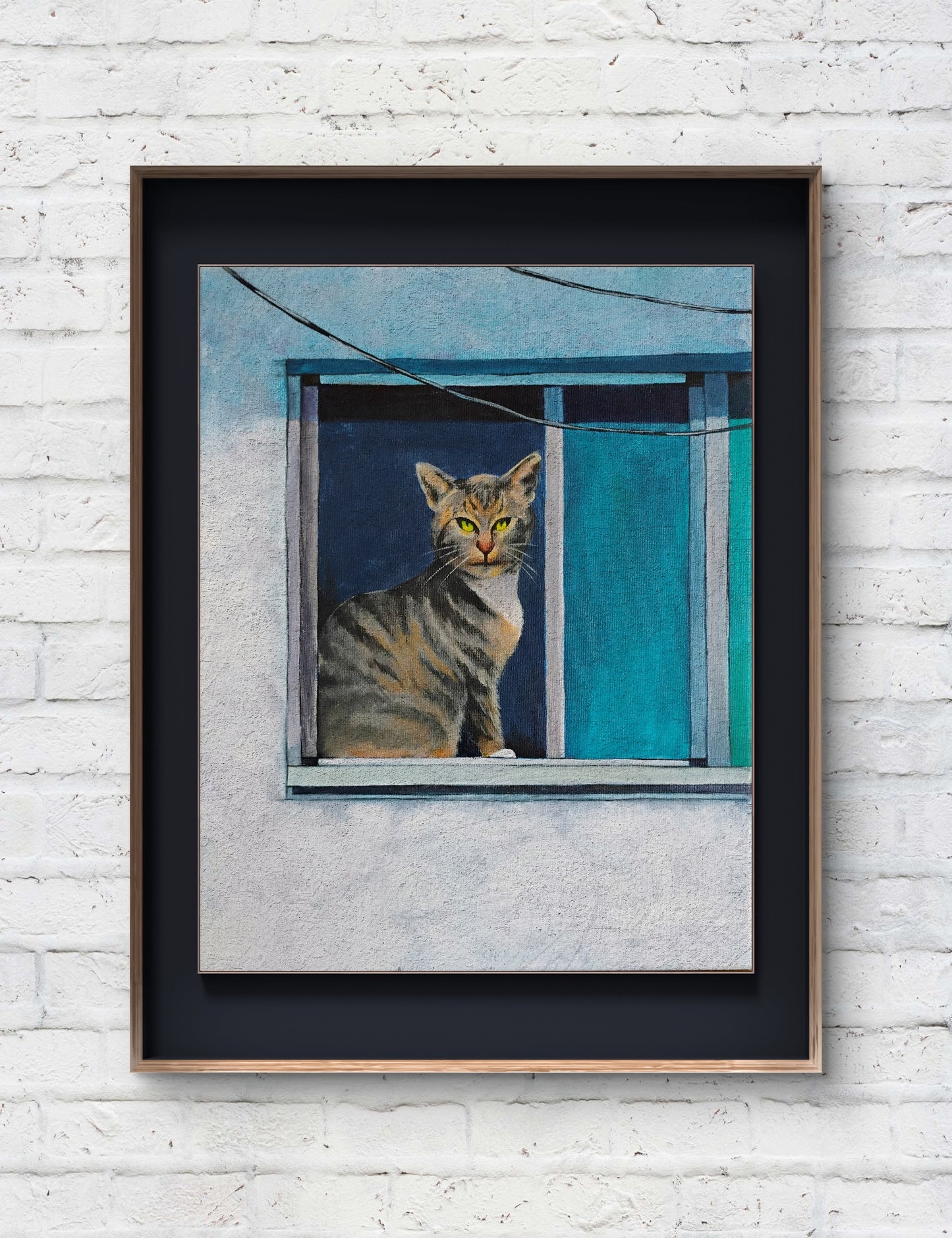 Chilli in the window, 11x14 Original Acrylic on canvas