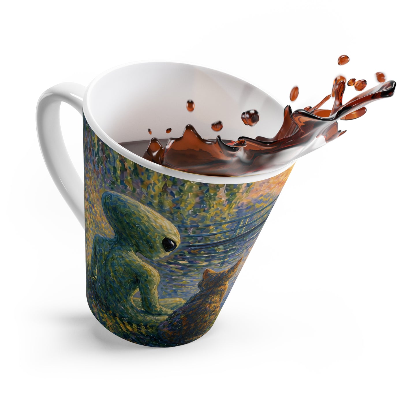 Cosmic Monet Cat Mug, Alien Art Coffee Cup, Unique Space Lover Gift