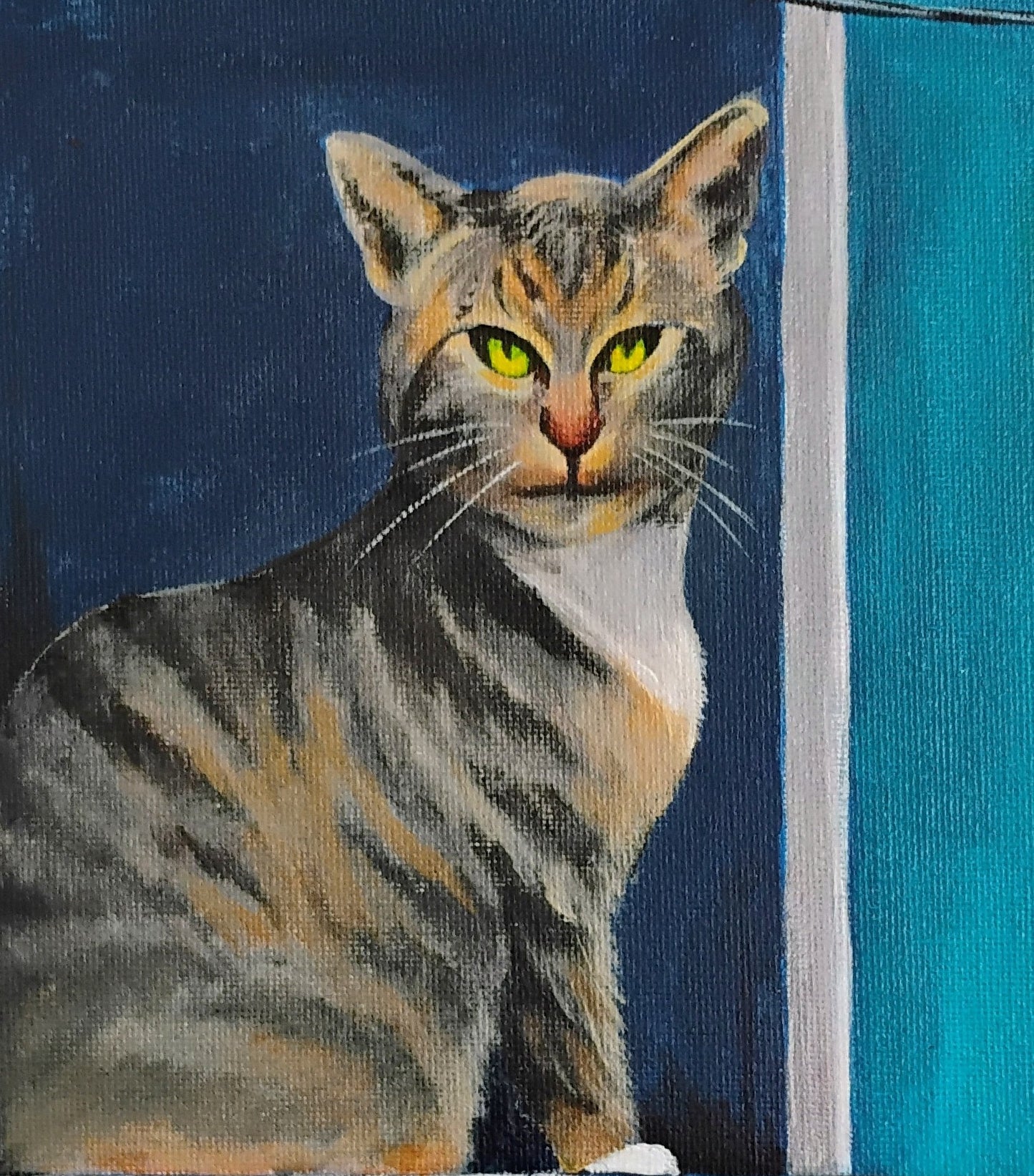 Chilli in the window, 11x14 Original Acrylic on canvas