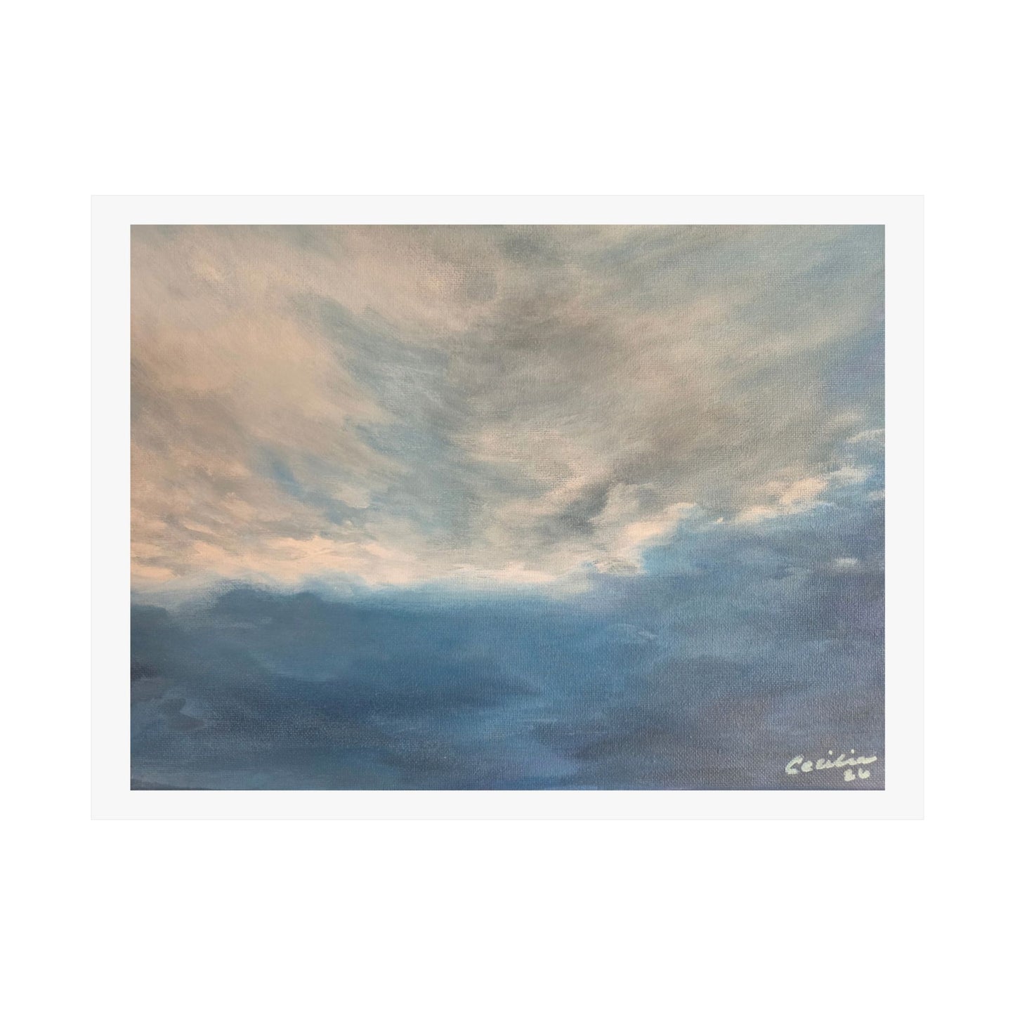 Light through the Blue Clouds, Acrylic on canvas, Matte Print
