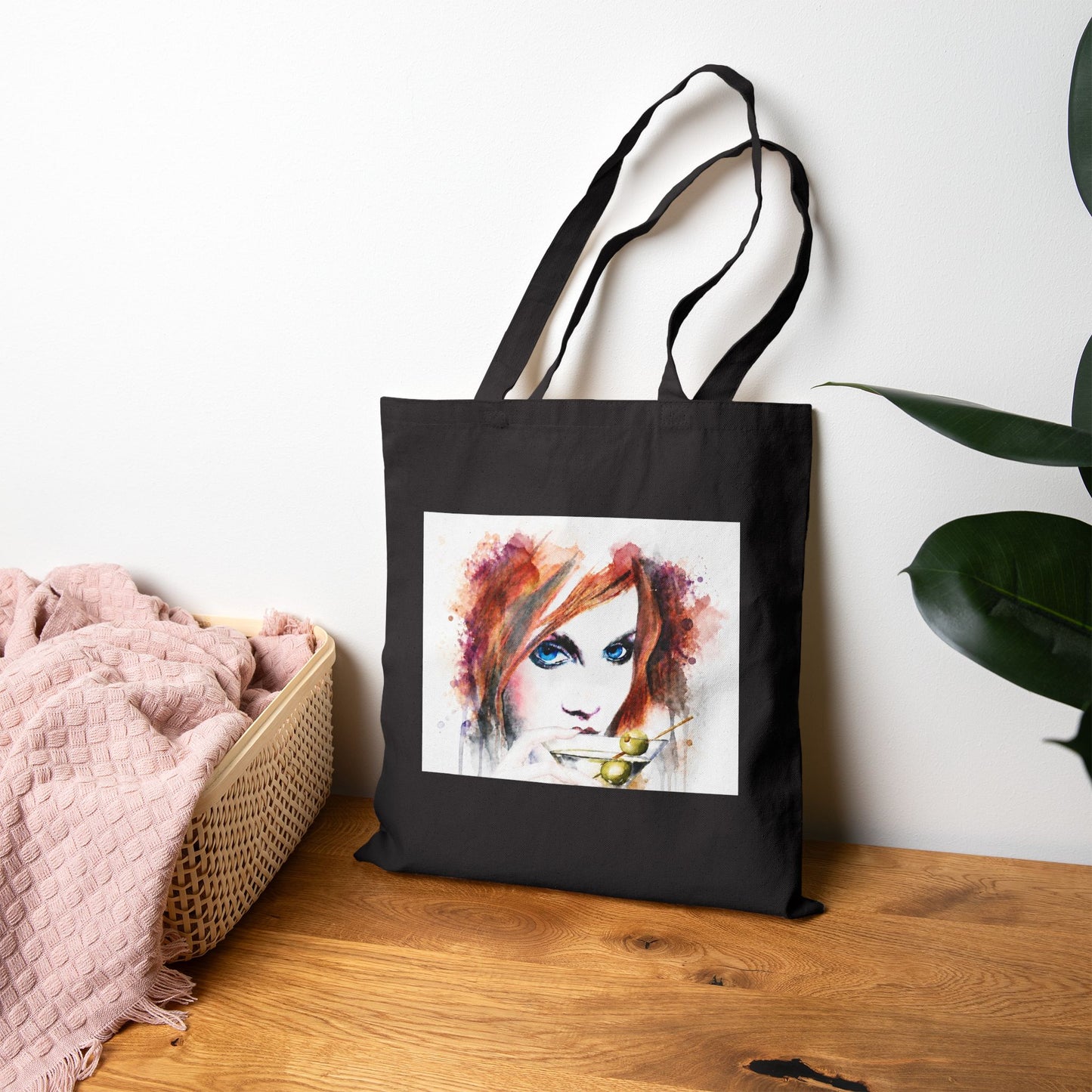 Watercolor Blue Eyes Cotton Canvas Tote – Artist‑Made Art Bag, Portrait Tote, Everyday Carryall, Unique Gift for Art Lovers