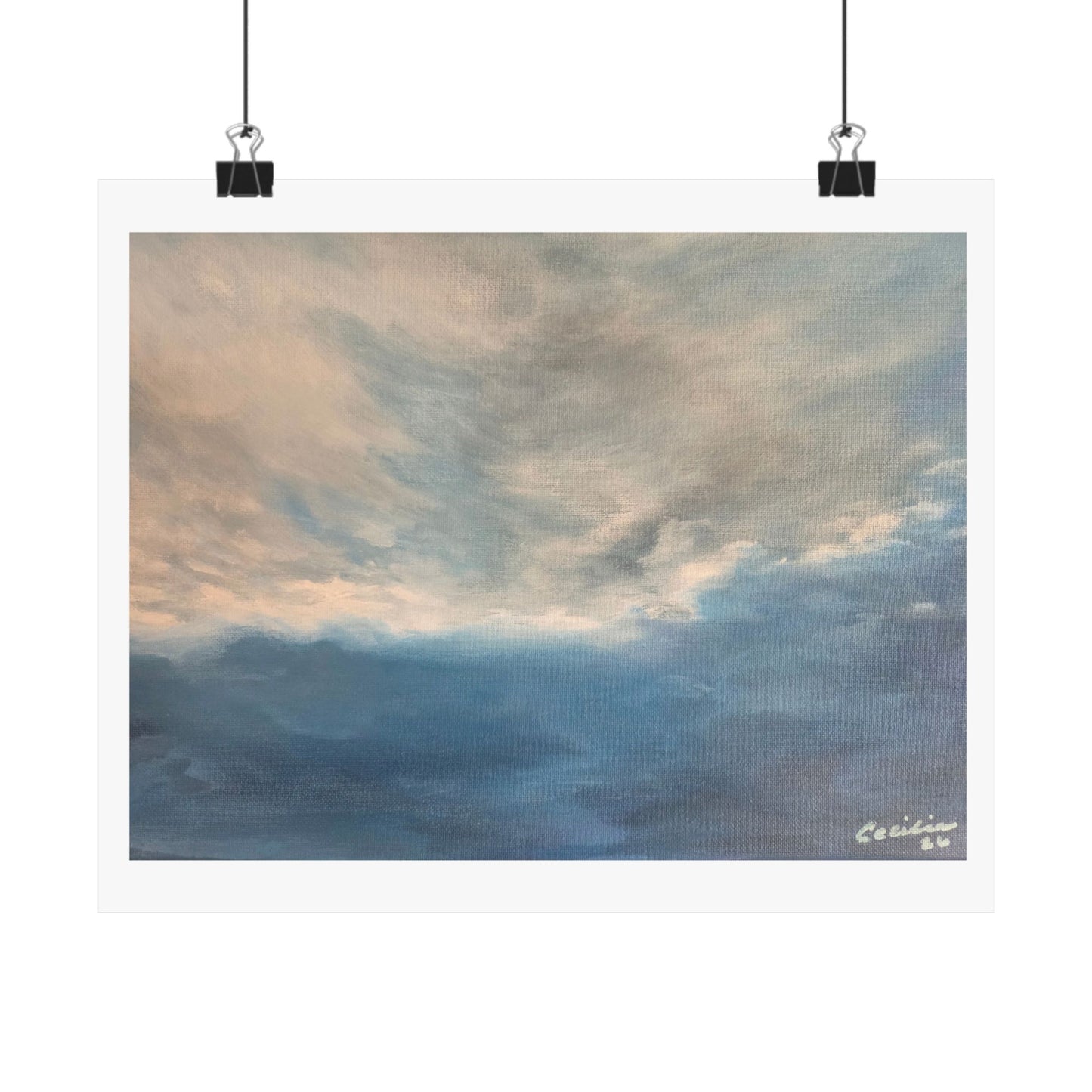 Light through the Blue Clouds, Acrylic on canvas, Matte Print
