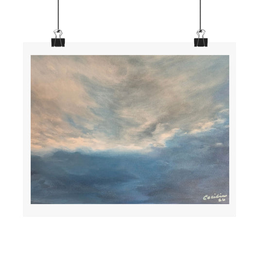 Light through the Blue Clouds, Acrylic on canvas, Matte Print