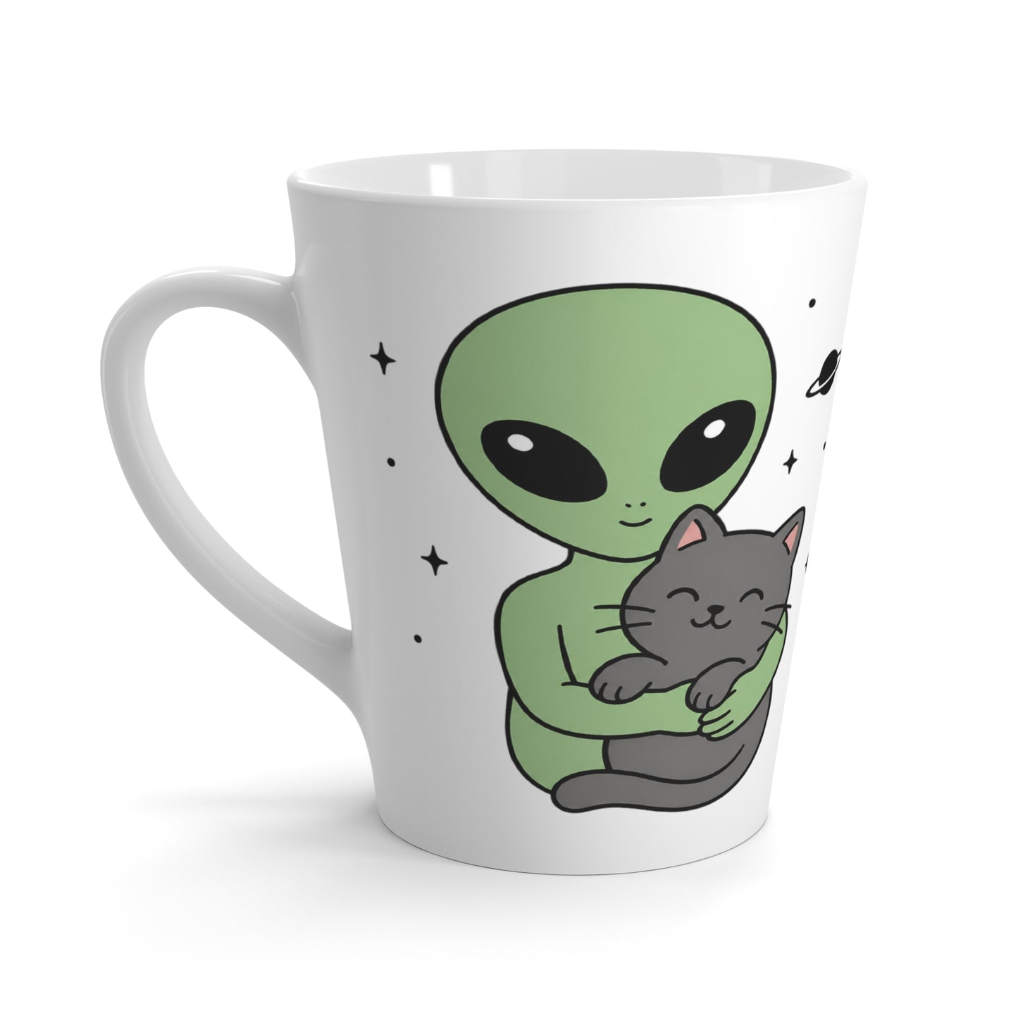 Alien Cat Mug, Cosmic Space Art Coffee Cup, Cute Alien Gift, Cat Lover Mug