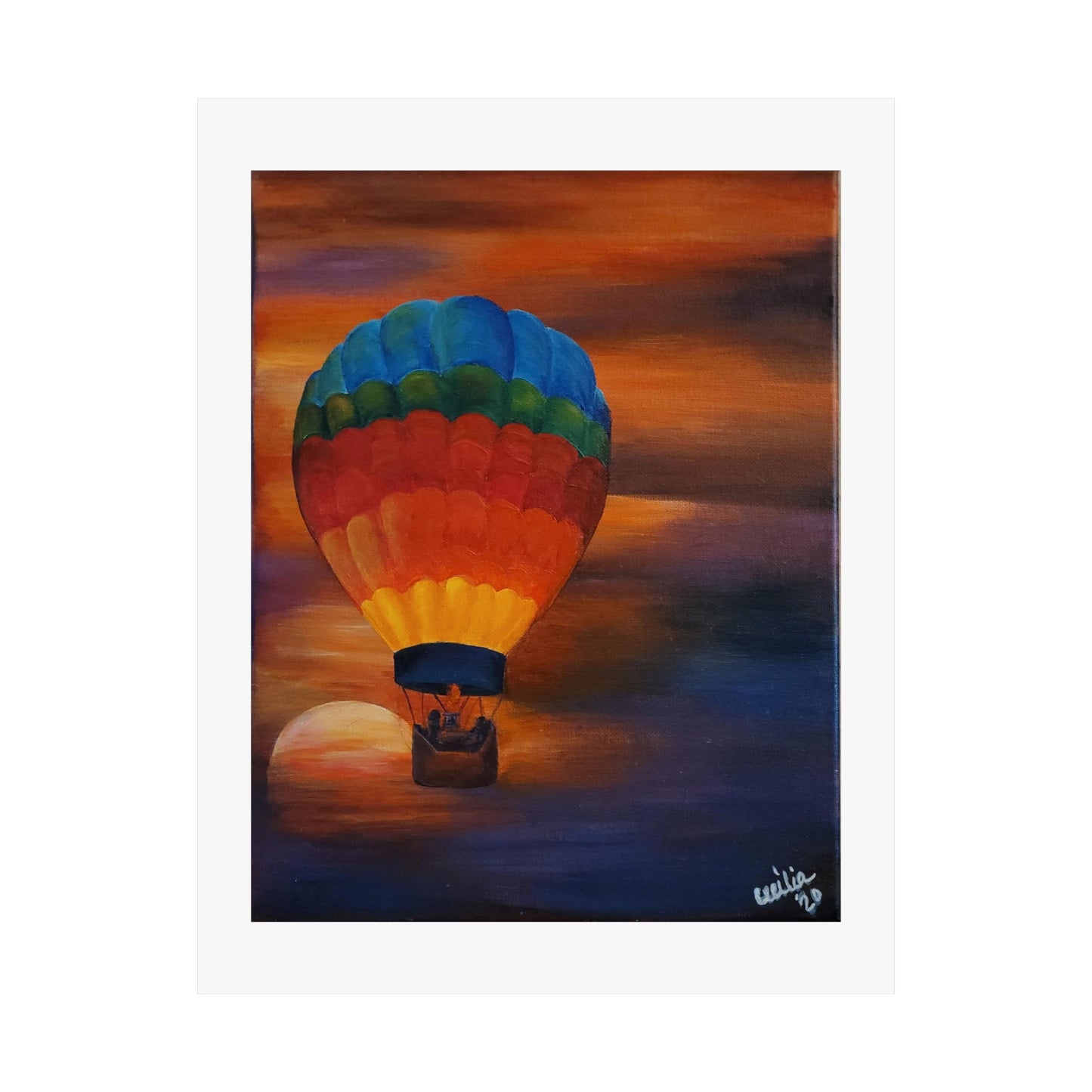 Hot Air Balloon at Sunset, Matte Print