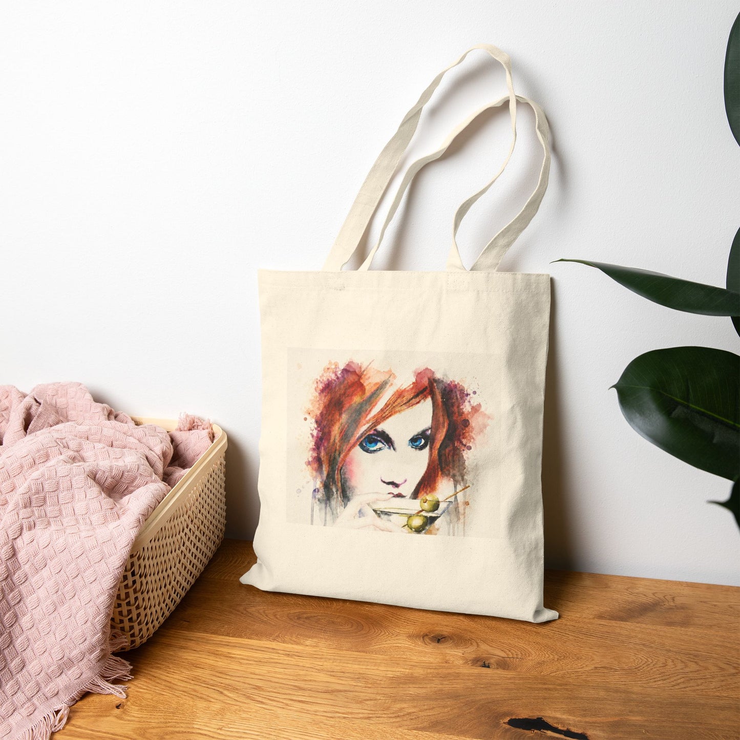 Watercolor Blue Eyes Cotton Canvas Tote – Artist‑Made Art Bag, Portrait Tote, Everyday Carryall, Unique Gift for Art Lovers