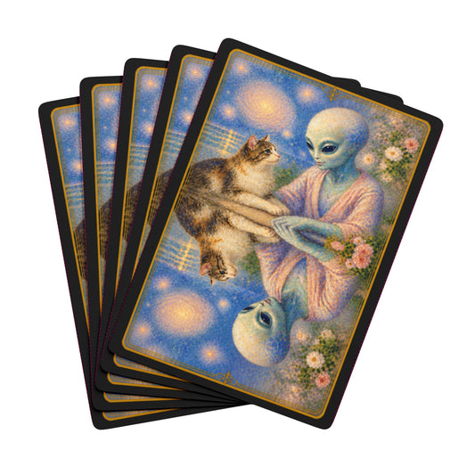 Renoir Inspired – Pastel Impressionist — Decorative Cat and Alien-Themed Card Deck for Game Nights & Gifts