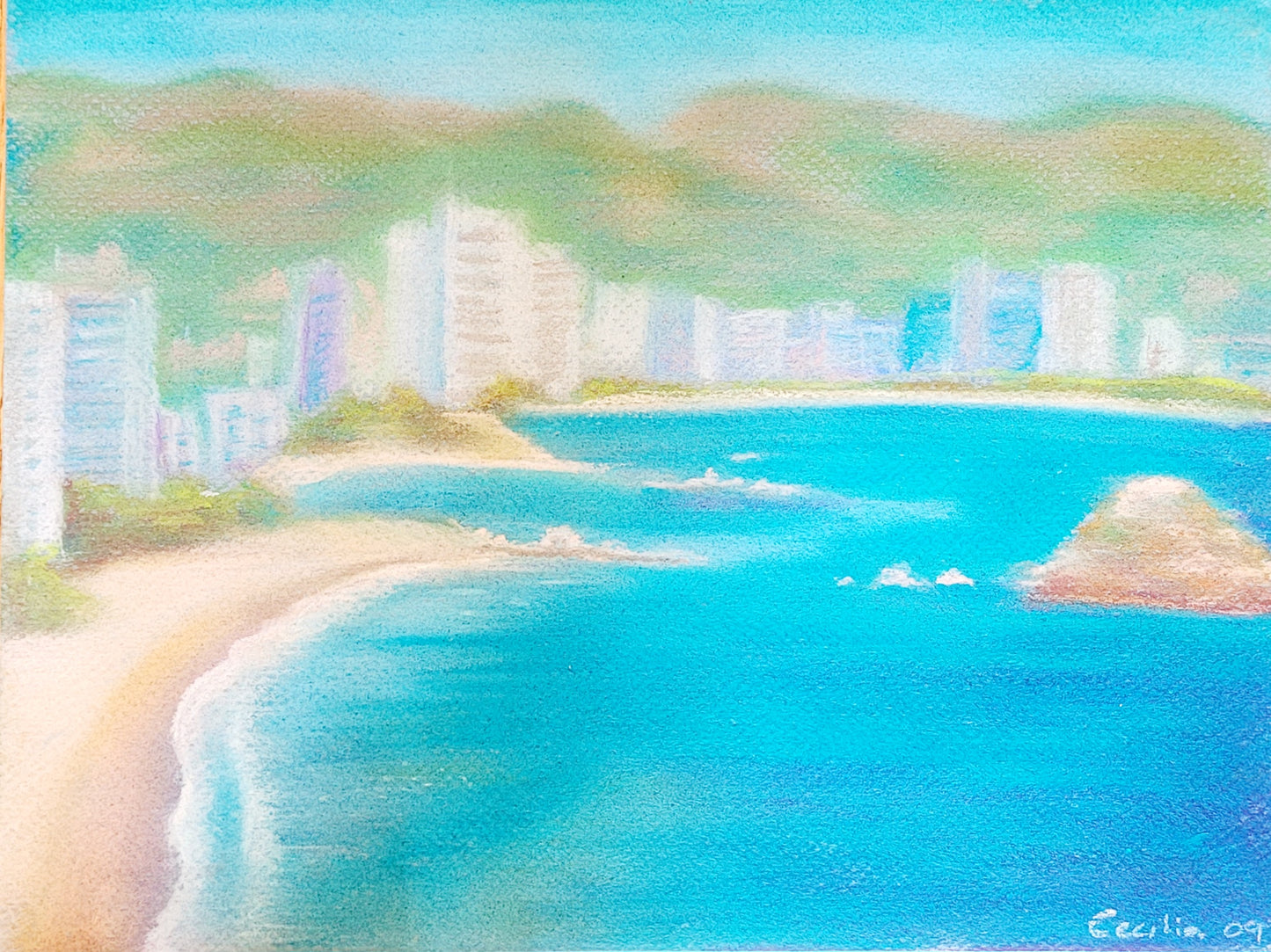 Acapulco 2, 11x8.5, Original pastel on paper