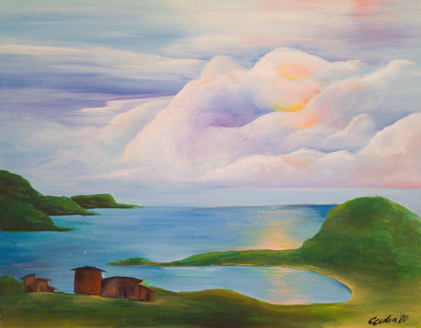 Clouds in Acapulco, 20x16 Original Acrylic on canvas