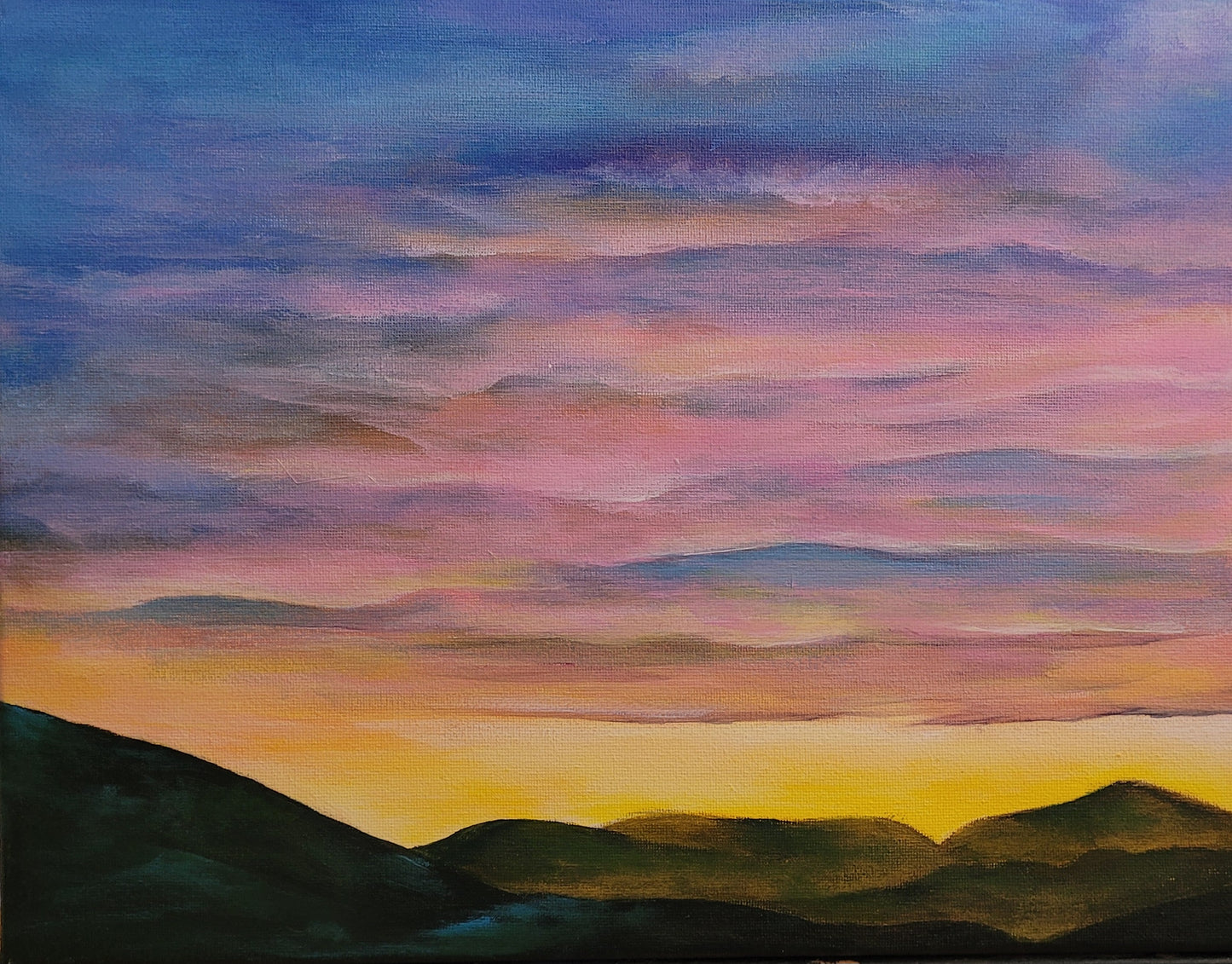 Wine Country Sunsets, 14x11 Original Acrylic on canvas