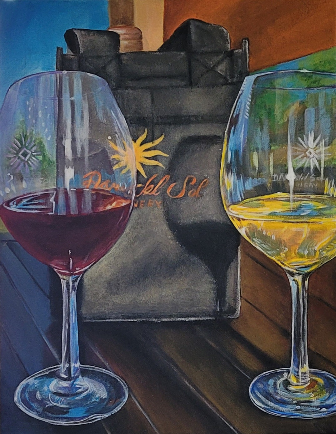 Red or White Wine?, 11x14 Original Acrylic on canvas