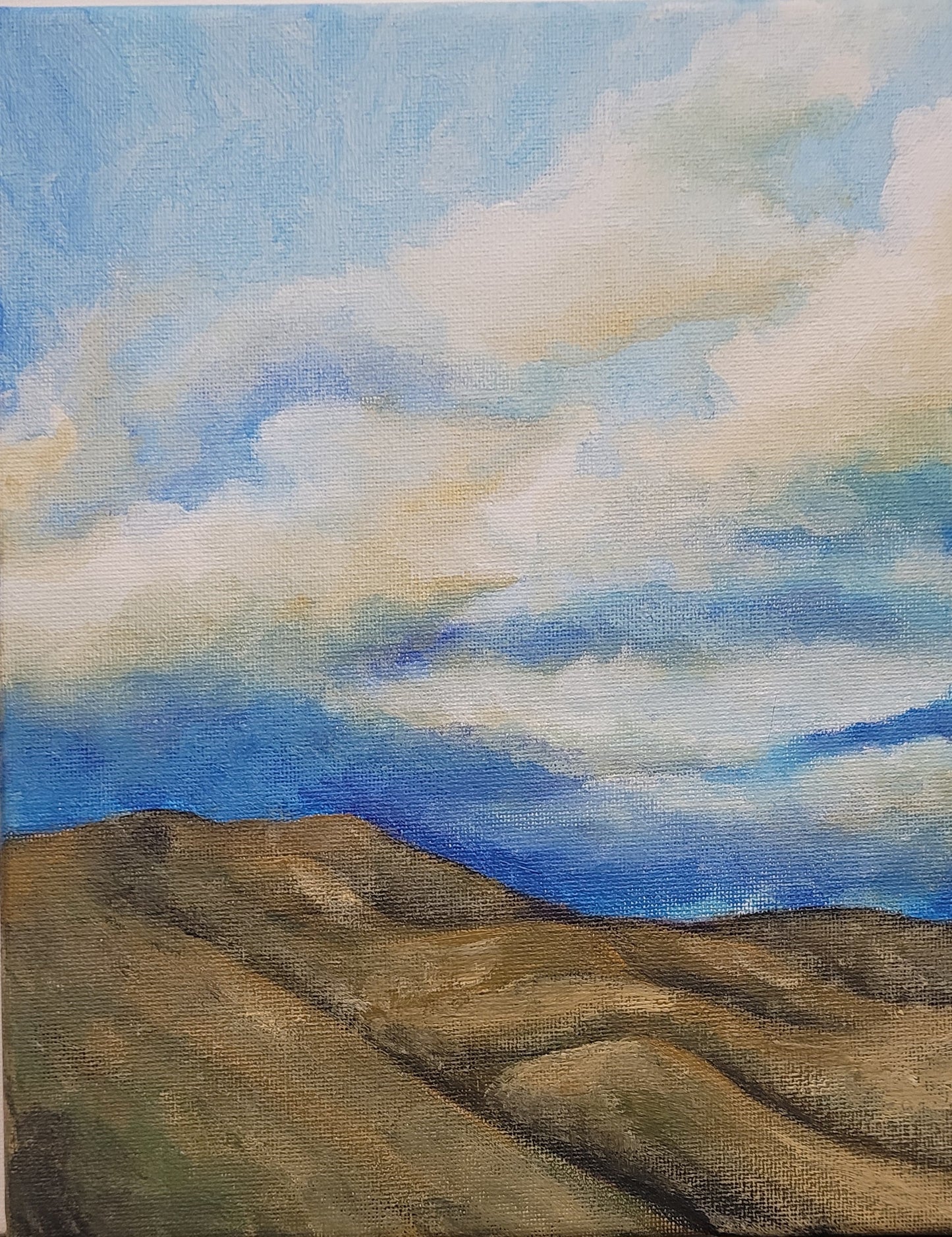 Clouds Over the Mountains, 8.5x11 Original Acrylic on canvas