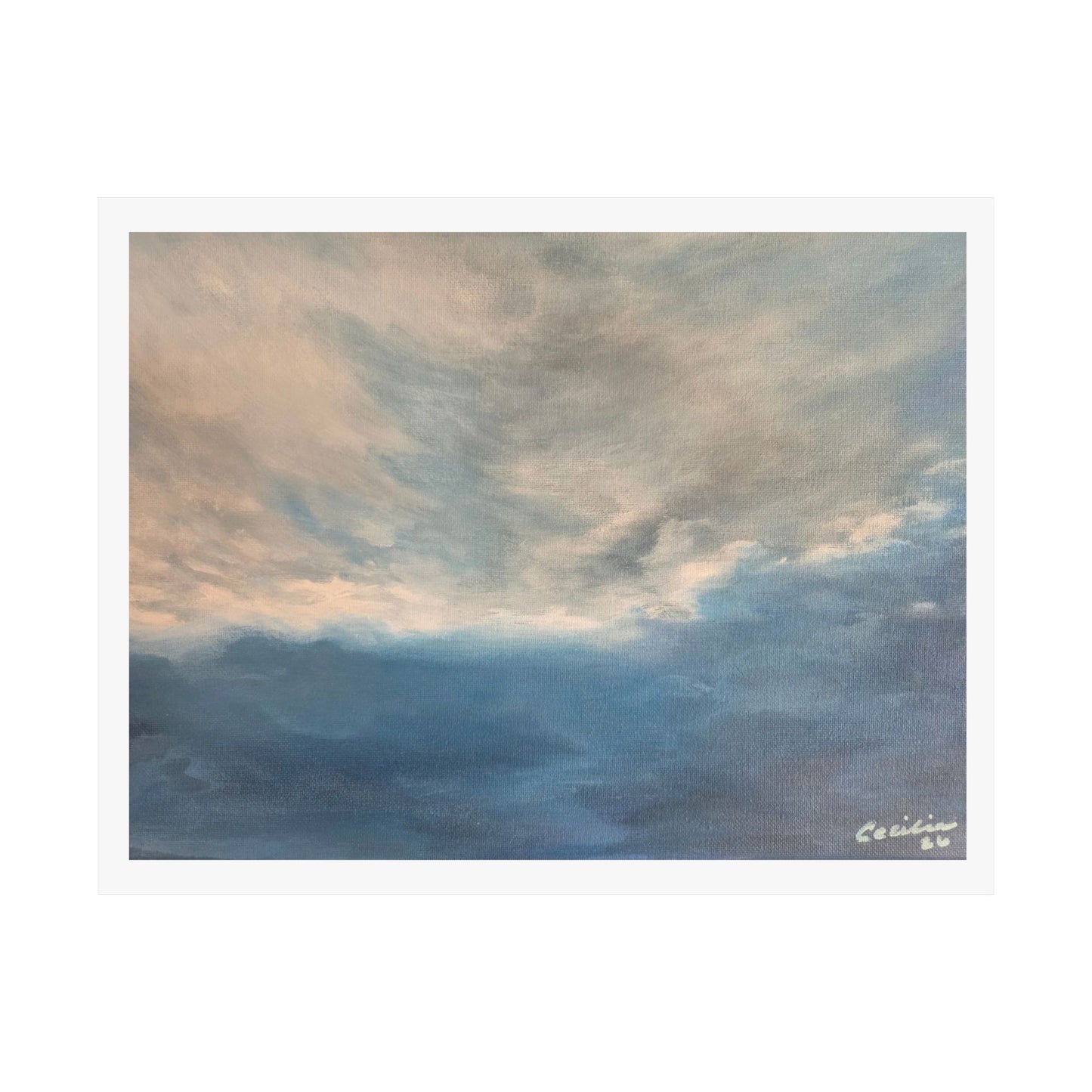 Light through the Blue Clouds, Acrylic on canvas, Matte Print