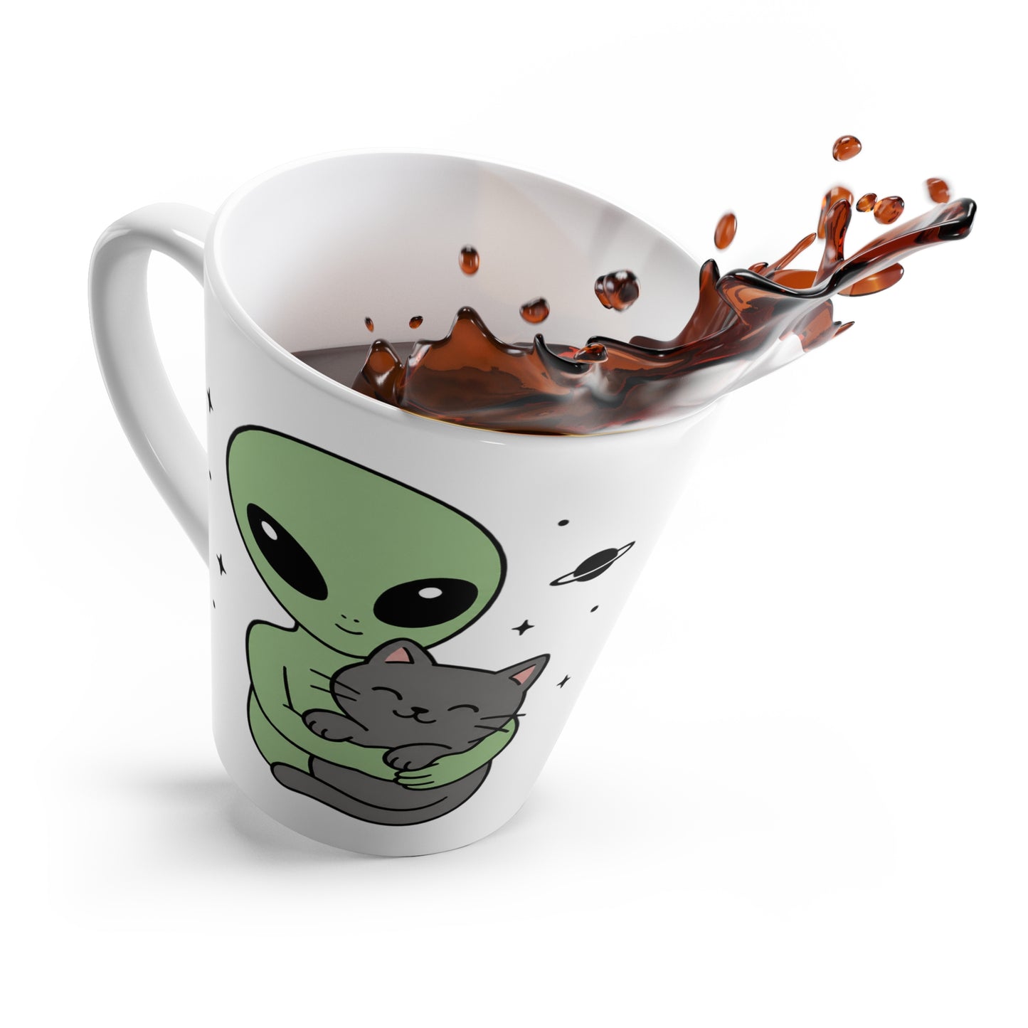 Alien Cat Mug, Cosmic Space Art Coffee Cup, Cute Alien Gift, Cat Lover Mug