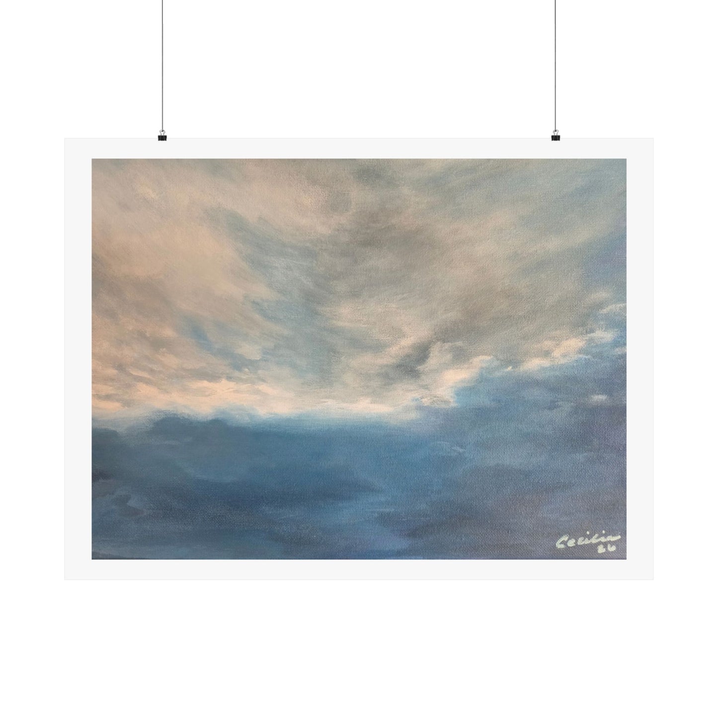 Light through the Blue Clouds, Acrylic on canvas, Matte Print