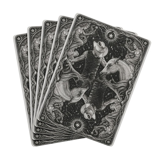 Cowboy & Horses Celestrial Poker Playing Cards — Original Graphite Artwork
