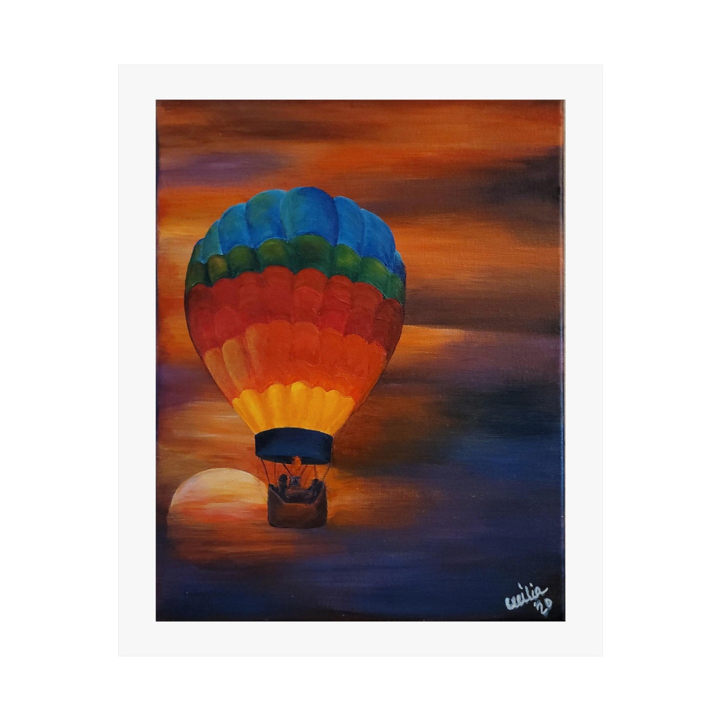 Hot Air Balloon at Sunset, Matte Print