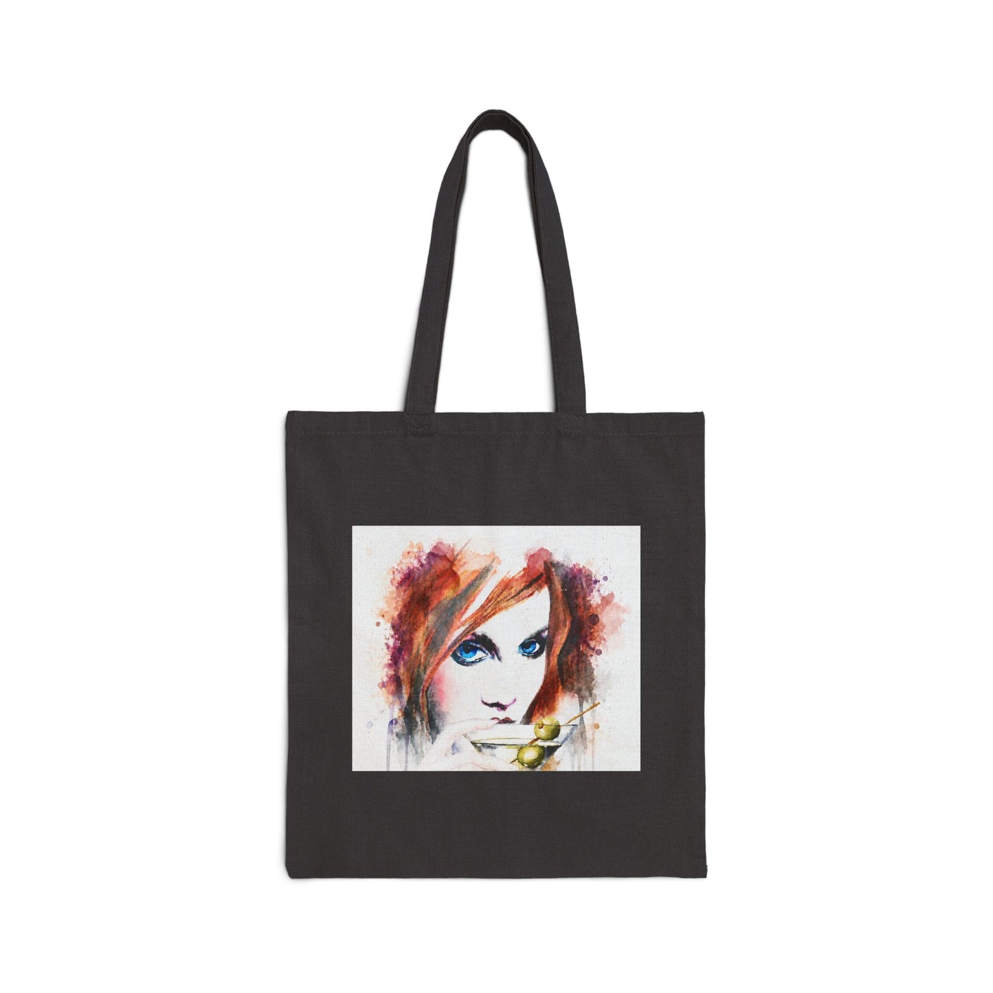 Watercolor Blue Eyes Cotton Canvas Tote – Artist‑Made Art Bag, Portrait Tote, Everyday Carryall, Unique Gift for Art Lovers