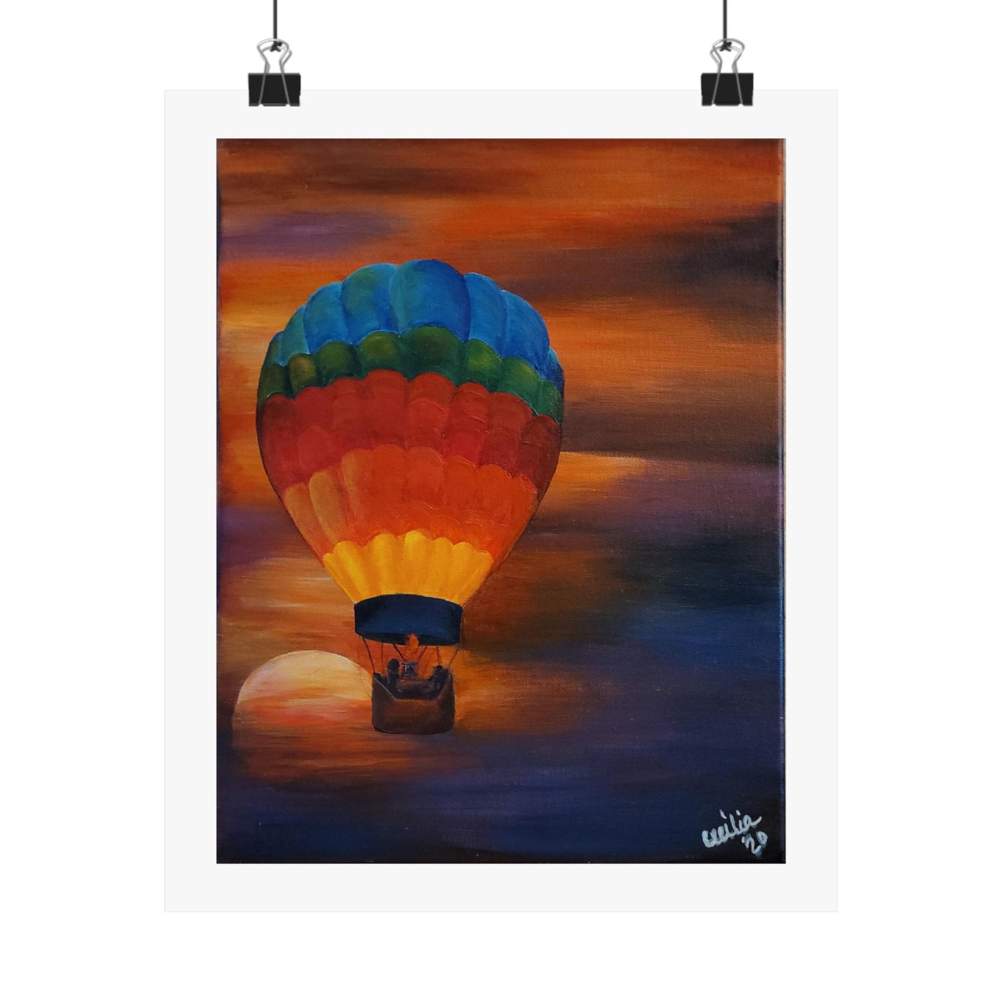 Hot Air Balloon at Sunset, Matte Print