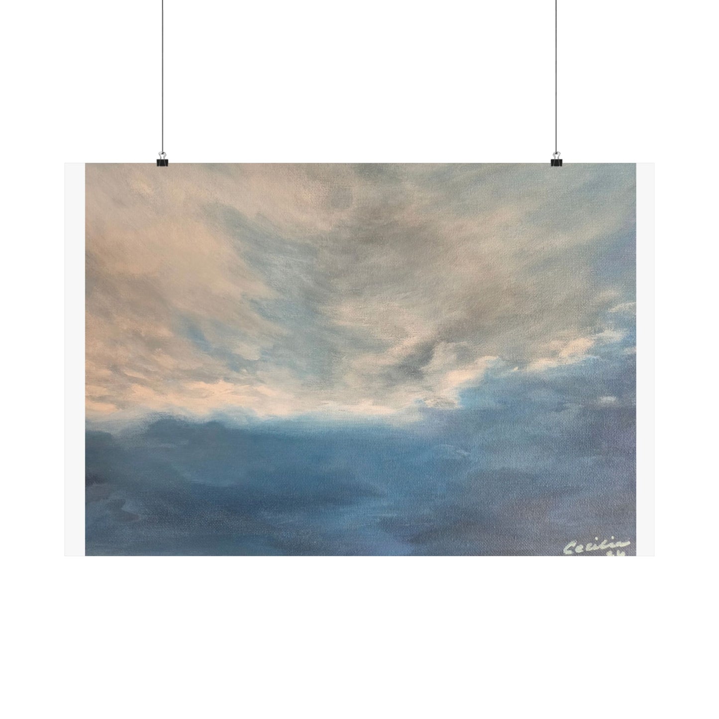 Light through the Blue Clouds, Acrylic on canvas, Matte Print