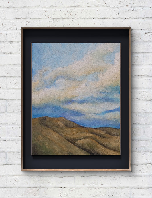 Clouds Over the Mountains, 8.5x11 Original Acrylic on canvas
